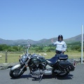 Isabel posing with the bike in North Wales.