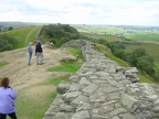 Hadrians Wall - the wall running along the tops of a line of hills.