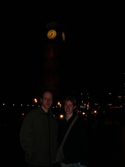 Zane and Kimmin in front of Big Ben at night