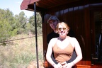 Marcus and Katie standing between carriages