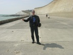Micha in front of white cliffs.