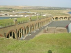 View into the main area of the fort from the top.  The roofs are grassed over to minimise visibility.