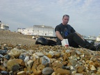 Traditional english tucker: Fish and Chips on the 'beach' (Yes, they use pebbles, not sand, in England)