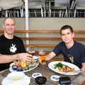 Micha and Ashley enjoying dinner and beers in Darling Harbour, Sydney