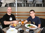 Micha and Ashley enjoying dinner and beers in Darling Harbour, Sydney
