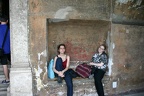 Dana and Morgen taking a rest while touring the Castel S. Angelo.