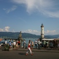 The Lindau harbour with lighthouse and lion.