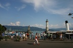 The Lindau harbour with lighthouse and lion.