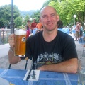 Micha enjoying a lunchtime pint in Bregenz, Austria.