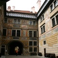Courtyard in ?eský Krumlov castle - the walls are painted giving a 3d effect