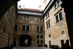 Courtyard in ?eský Krumlov castle - the walls are painted giving a 3d effect