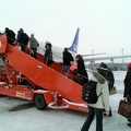 This flight used outside stairs. In the snow.