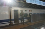 Micha &amp; Junior in front of Shinkansen to Kyoto