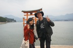 Etsuko-san and Micha in front of torii gate.