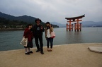 Etsuko-san, Kanae-san,  and Micha in front of torii gate.