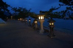 Evening lights on the path on Miyajima.
