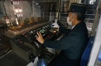 The train driver on the way from Miyajima to Hiroshima.