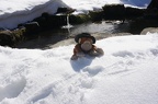 Junior in front of Snow Monkey onsen