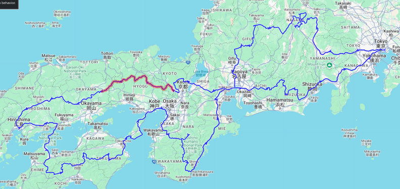Hiroshima Tour Route Map - Day 4

Length: 227km, ↗4150m, ↘4185m
Time: 09:48:24h, Speed: 23.2km/h
Moving: 05:08:22h, Speed: 44km/h

Start: Monday, 5 May 2025 06:41:11 JST
End: Monday, 5 May 2025 16:29:35 JST
Points: 4328 (4328)