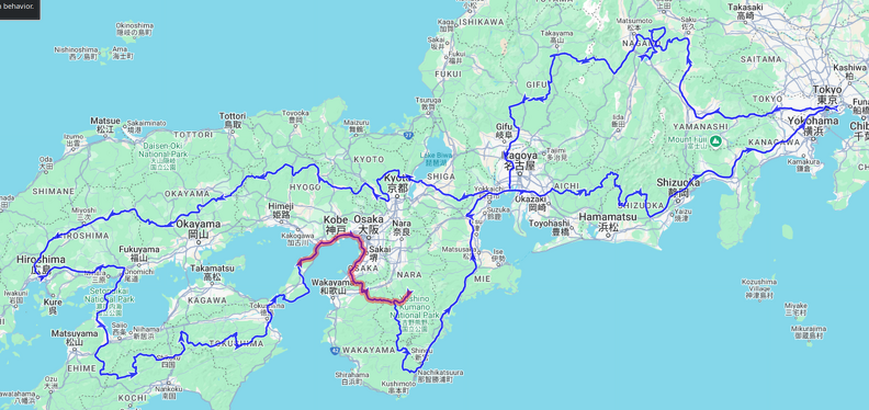 Hiroshima Tour Route Map - Day 8

Length: 214km, ↗4645m, ↘3825m
Time: 09:17:48h, Speed: 23.0km/h
Moving: 04:25:43h, Speed: 48km/h

Start: Friday, 9 May 2025 05:58:27 JST
End: Friday, 9 May 2025 15:16:15 JST
Points: 3797 (3797)